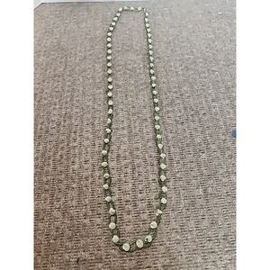21 Inch vintage shell necklace With Green Beading
